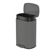QualiaZero Kitchen Trash Can, 13.2 Gallon Rectangular Stainless Steel, Matte Gray, Soft-Close Lid, Step Pedal, Fingerprint-Resistant, QZ10014