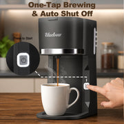 Bluebow Single Serve Coffee Maker, Fast Brew, Compatible with K Cup Pods, Ground Coffee, and Tea, Black, CM6070