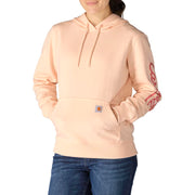 Carhartt Women's Sawyer Script Logo Hooded Sweatshirt, Light Coral, Medium, 107414