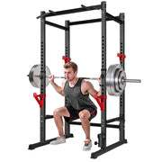 Primy Power Rack 1000lb Capacity Adjustable Squat Stand Steel Frame Black 02LMJ-Black