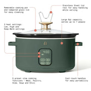 Beautiful 19388 6 Qt Programmable Slow Cooker, Thyme Green