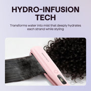 Wavytalk Steam Hair Straightener Nano Titanium Flat Iron, 1.38 in Plates, Detachable Comb, Pink
