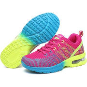 DIOXADOP Orthopedic Walking Shoes for Women, Lace-Up, Wide Width, Hot Pink, Breathable Mesh Upper, Memory Foam Insole, Rubber Sole, Flat Heel, Arch Support