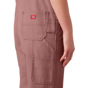 Dickies Relaxed Fit Bib Overalls for Ladies - Rinsed Ash Rose - M