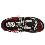 Hey Dude Wally Holiday Cheers Men's Slip-On Loafers, Lightweight Textile Upper, Elastic Laces, Black/Multi, 9M, 41862-0C4