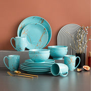 MALACASA LC-GDS-3-OF 24Pcs Dinnerware Sets, Plates and Bowls Set for 6, Stoneware Dinner Set, Green