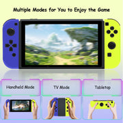 GRM Switch Controller for Nintendo Switch and Switch OLED, Dual Vibration, 6-Axis Gyro Sensor, Blue and Yellow Green