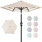Best Choice Products 10ft Outdoor Steel Market Patio Umbrella, Crank Lift, Push Button Tilt, 6-Rib Frame, Striped Tan, SKY7936