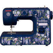 Janome Wisteria Promenade Mechanical Sewing Machine, 15 Built-In Stitches, Adjustable Stitch Length and Zigzag Width, Front-Loading Bobbin, Indigo, 001WISTERIA