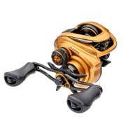 Lew's Fishing Custom Pro Baitcast Fishing Reel, 7.5:1 Gear Ratio, Aluminum Frame and Sideplate, ParaMag ITB Brake, Carbon Fiber Drag, Gold/Black, Right-Hand Retrieve, CPB1SHG3