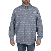 Realtree Mens Long Sleeve Button Down Fishing Guide Shirt, Gargoyle Gray Tuna, UPF 40+ UV Protection, Adjustable Roll-Up Sleeves, Dual Snap Chest Pockets, Large, TS10170-L-4G5