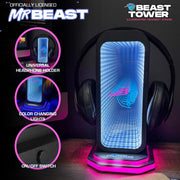Allstar Innvoations MrBeast Feastables Gaming Headphone Stand with RGB Infinity Mirror Light, Universal Over-Ear Headset Holder, USB Powered, Matte Black