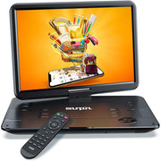 SUNPIN Portable DVD Player, 15.6-Inch HD Swivel Screen, 6-Hour Rechargeable Battery, Anti-Shock, Resume Play, AV In/Out, USB and SD Card Support, PD151-BL-US