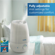 Vicks VUL545D 1 Gallon Filter Free Cool Mist Ultrasonic Humidifier, 200 sq ft, White