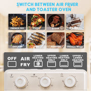 MFVV 10.6QT Toaster Oven Air Fryer Combo, 1000W, 3-Layer Cooking, 6 Functions, Milky White, ATS-10K