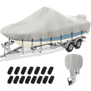 SHELTUSE YTZ02-17-19 16-18Ft Heavy Duty 1200D Oxford Boat Cover, 16' - 18'L, Beam Width Up to 98'' W, Grey
