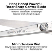 Olivia Garden SwivelCut Hairdressing Shears Set, 5.75 in, Steel Alloy Blades, Ergonomic Swivel Handle, Intro Case with The Edge Razor and Accessories, 640-SWC02