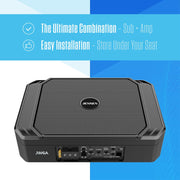 Jensen JW6A Underseat Amplified Subwoofer, 600-Watt Class D Amplifier, Compact 6-Inch Slim Design