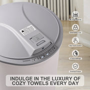 Lesom 20L Towel Warmer Bucket, 450W Fast Heating, One-Touch Operation with Timer, Safety Lock, White and Gray, TW-ST1912