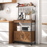 Behost Bakers Rack with Cabinet, Adjustable Storage Shelves, Rustic Brown