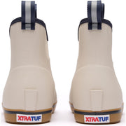 Xtratuf Men's 6in Ankle Deck Boot, Waterproof, Slip-Resistant Chevron Outsole, Moisture-Wicking Lining, Ivory Navy, XMAB100