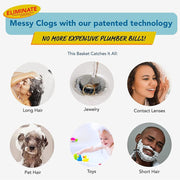 Drain Buddy DBSC1BS Ultra Flo 2-in-1 Bathroom Sink Stopper and Hair Catcher with Patented Pull Clean Technology, Chrome Metal Cap, Fits 1.25-Inch Sink Drains, Includes Basket