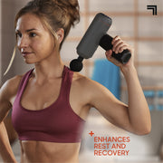 Sharper Image 1018499 PowerBoost Sport Plus Massage Gun, Deep Tissue Percussion, 7 Speed Settings, 5 Attachments, Black