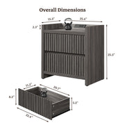 SICOTAS Nightstand Set of 2, 25.4 in Wide Modern Farmhouse Bedside Tables with 2 Fluted Drawers, Handle-Less Storage, Built-In 18W USB and Type-C Charging Station, Black Oak ND114115