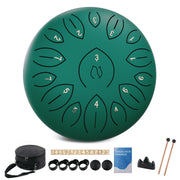 Lidguni 12 Inch Tongue Pan Drum, 15-Note C Major Rain Drum, Green