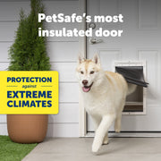 PetSafe Extreme Weather Plastic Pet Door, Energy-Saving Triple-Flap Thermal Barrier, Slide-In Locking Panel, Paintable White Frame, Large for Dogs up to 100 lb, ZPA00-16849