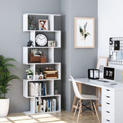 Homfa 010 Geometric Bookcase Wooden Wood S Shape Storage Display Unit Bookcase Bookshelf 6-tier Storage, 75