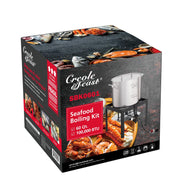 Creole Feast Seafood Boiling Pot Kit, 60 Qt Aluminum Pot with 40 Qt Basket, 100000 BTU Propane Gas Boiler, Adjustable Regulator, Push-Button Ignition, Black and Silver, SBK0601
