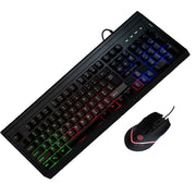 Periphio Rainbow Backlit Anti-Ghosting Keyboard with Adjustable Legs and Mouse