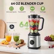 Casualife Countertop Blender Food Processor Combo, Silver