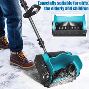 ZLieatmp Cordless Electric Snow Shovel, 21V Brushless Motor, 10-Inch Clearing Width, Lightweight Blue, with 2 Batteries