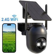 Pelard Outdoor Security Camera, Solar Powered, 4K Ultra HD, 360 Panoramic View, AI Human Detection, Color Night Vision, Two-Way Audio, Real-Time Alerts, IP66 Waterproof