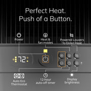 Lasko Ceramic Console Space Heater, 1500W Cyclonic Heating, 3 Heat Settings, 2 Fan Speeds, Timer, Tip-Over Switch, Black, CC24810