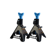 Hart T46002C Double Locking Steel Jack Stands, 6-Ton Capacity, Ratchet Height Adjustable 15-3/8 to 23-13/16 in, Black and Blue, Pair