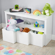 Your Zone YZ5336278612002 Kids Toy Storage Cabinet with Three Rolling Bins, White Finish