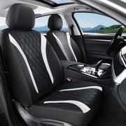 Coverado WM-57003 Car Seat Covers, Faux Leather with Carbon Fiber Accents, Diamond-Pattern Stitching, Universal Fit for 5 Seats, Black