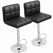 Homall Bar Stools Set of 2, Modern PU Leather, Hydraulic Height Adjustable, Square Seat, Swivel, Black, 02500