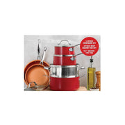 Gotham Steel Cookware And Food Storage Set, Red/Brown (32 Pcs) - Material: Aluminum