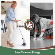 Eyliden 360 Electric Spin Scrubber, Cordless Cleaning Brush with 3 Replaceable Heads, Adjustable Telescoping Handle, White