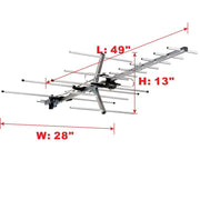 Five Star Yagi Outdoor TV Antenna, 200 Miles Range, High Gain 8dB VHF 12dB UHF, 40 ft Cable, 4-Way Splitter, J-Pole Mount, FSA-6828NKJ-WES