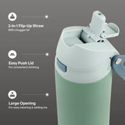 TAL Stainless Steel 2-in-1 Water Bottle with Sip and Chug Lid, Sage, 24 fl oz