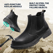 SPIEZ MSTCB-7.5-BK Men's Steel Toe Chelsea Safety Boots, Black, 7.5