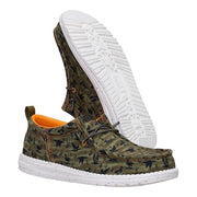 Hey Dude Wally Funk Duck Print Mens Slip-On Loafers, Dark Olive Multi, Lightweight, Ethylene Vinyl Acetate Sole, 44337