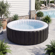 Dateyes 82 Inflatable Hot Tub, Round, Portable, Black, 4-6 Person, 130 Air Jets, Built-In Heater Pump, Insulated Cover, Filter System