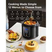 COMFEE 9-in-1 Electric Pressure Cooker, 14 Presets Instant Multi Slow Cooker Olla de Presion Non-Stick Pot Rice , Yogurt Maker, Saut Steamer, Black , 6 Quarts