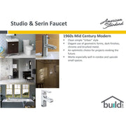 American Standard Serin Touchless Bathroom Sink Faucet, Wall Mount, Polished Chrome, Single Hole, Adjustable Spout, T064.356.002